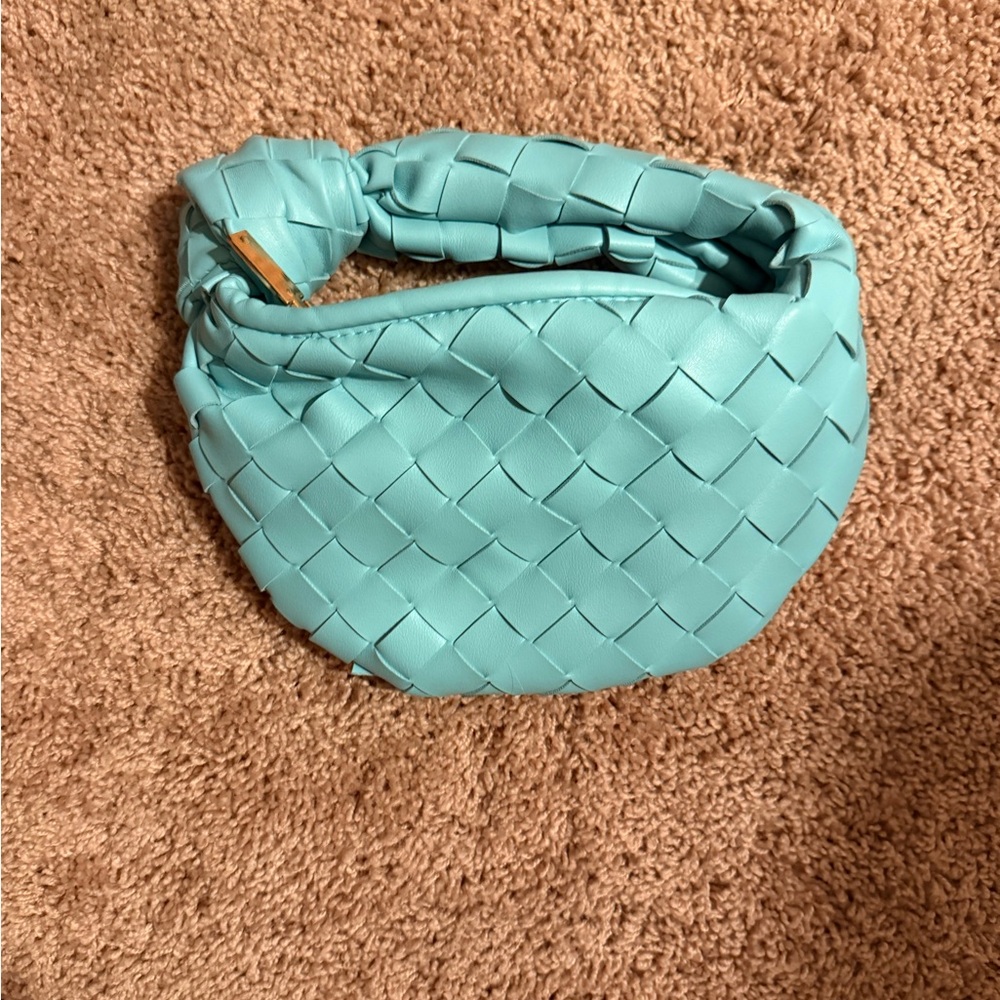 Chic Woven Aqua Purse